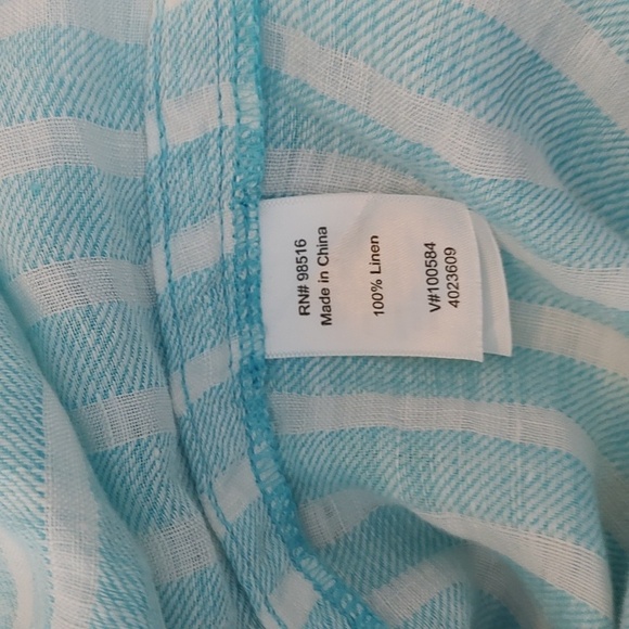 Coldwater Creek Aqua Striped Blouse - Picture 4 of 5
